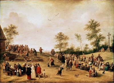 Boerenfeest of Ketelfeest nabij Antwerpen door David Teniers the Younger