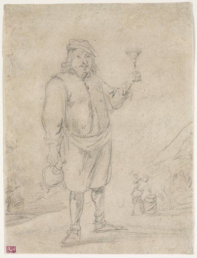 Boer heft een glas wijn, ca. 1644 door David Teniers the Younger