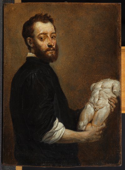 Portret van een beeldhouwer, na Giovanni Battista Moroni door David Teniers the Younger