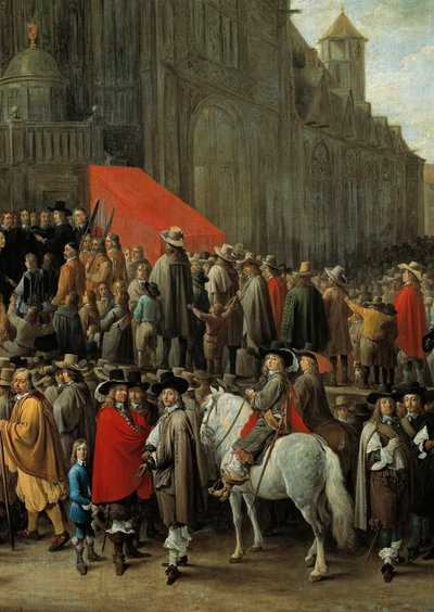 Het spel van papegai in Brussel in 1652 (detail) door David Teniers the Younger