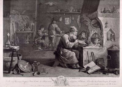 Het laboratorium van de alchemist door David Teniers the Younger