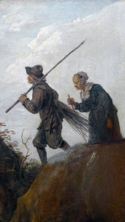 De houthakkers: detail (koppel van twee oude boeren) door David Teniers the Younger