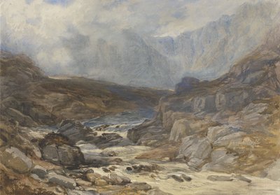 Welsh Berglandschap met Stortvloed door David the younger Cox