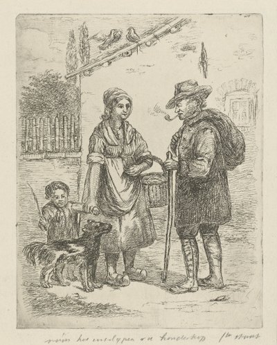 Boer en boerin bij hoeve door David van der Kellen