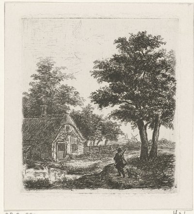 Jager in een landschap door David van der Kellen