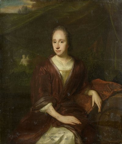 Portret van Margaretha Nelis (1652-1705), tweede vrouw van Casparus Commelin door David van der Plas