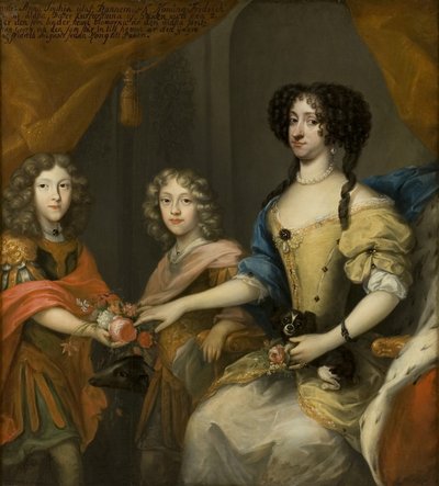 Anna Sofia, prinses van Denemarken, keurvorstin van Saksen, met haar zonen Johann Georg en Friedrich August, ca. 1680 door David von Krafft