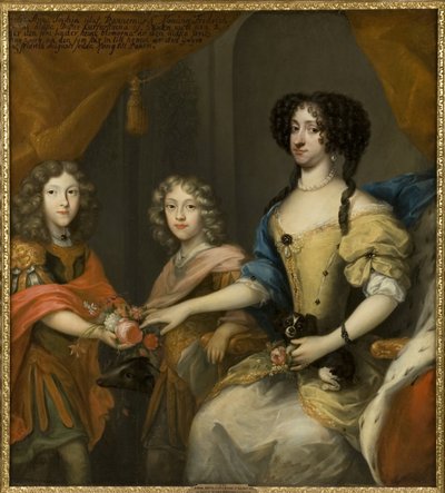 Anna Sophie van Denemarken met haar zonen Jan George en Frederik August door David von Krafft