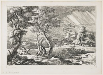 Plaat VII, uit een set landschappen, 1743 door Davide Antonio Fossati