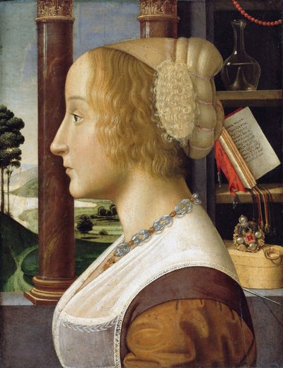 Profielportret van een Jonge Vrouw door Davide Ghirlandaio