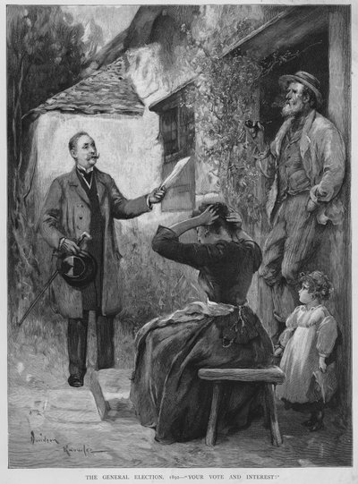 Stemmen werven tijdens de Britse algemene verkiezingscampagne van 1892 door Davidson Knowles