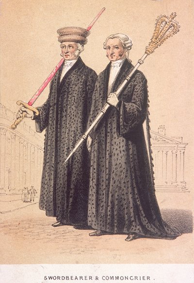Een zwaarddrager en een stadsomroeper, 1855 door Day and Son