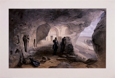 Uitgegraven kerk in de grotten van Inkermann, kijkend naar het westen, Krim, Oekraïne door Day and Son