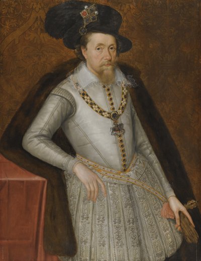 Portret van koning James I van Engeland 1566-1625, begin 17e eeuw door De Critz