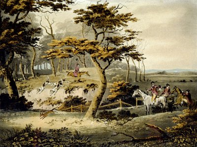 Middag, vossenjacht, gegraveerd door J.H. Clarke en F. Jeakes door Dean Snr. (after) Wolstenholme