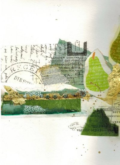 Collage met groene peren door Deb Chaney