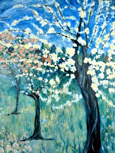 Appelbloesems, 2020 (acryl op doek) door Deborah Eve Alastra
