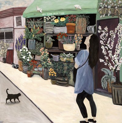 Bloemenwinkel St. Germain, 2018 (acryl op doek) door Deborah Eve Alastra