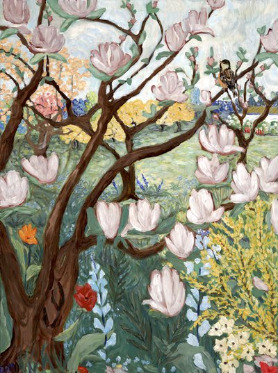 Magnoliaboom, 2019 (acrylverf op doek) door Deborah Eve Alastra