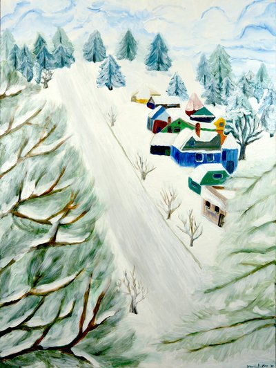Dorpssneeuw, 2014, acryl op doek door Deborah Eve Alastra