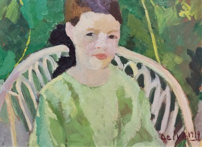Portret van een onbekende vrouw in een tuin door Deiva DeAngelis