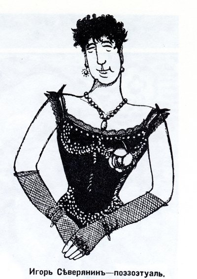 Igor Severyanin 1887-1941 Karikatuur, 1915 door Deni