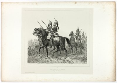 11e dragonders voorhoede, uit Souvenirs d’Italie: Expédition de Rome door Denis Auguste Marie Raffet