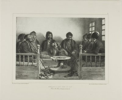 Armeniërs en Tartaren in een café door Denis Auguste Marie Raffet