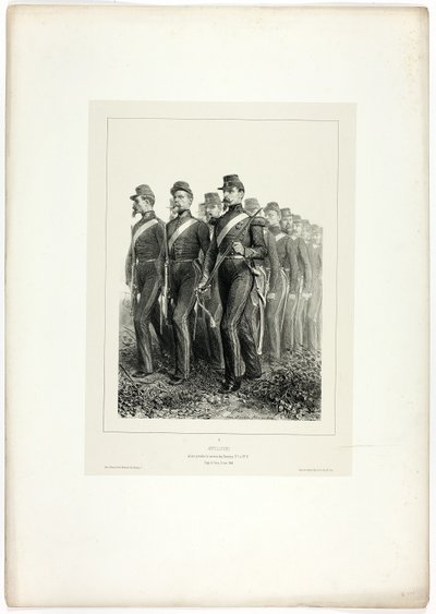 Artilleriemannen, uit Souvenirs d’Italie: Expeditie van Rome door Denis Auguste Marie Raffet