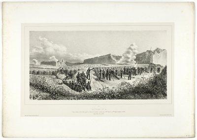 Battery no.14, uit Souvenirs d’Italie: Expédition de Rome door Denis Auguste Marie Raffet