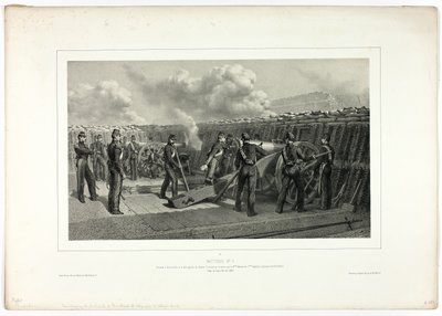 Batterij nr.9, uit Souvenirs d’Italie: Expeditie van Rome door Denis Auguste Marie Raffet