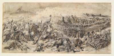 Slagveld (Studie voor De 2e lichte cavalerie die de aanval van de Arabieren weerstaat) door Denis Auguste Marie Raffet