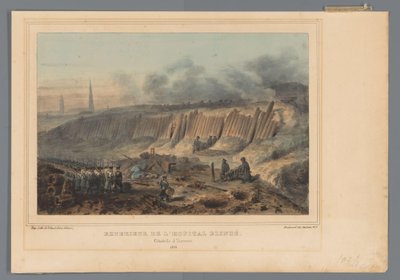 Buitenzijde van het ingegraven veldhospitaal van de Citadel van Antwerpen, 1832 door Denis Auguste Marie Raffet