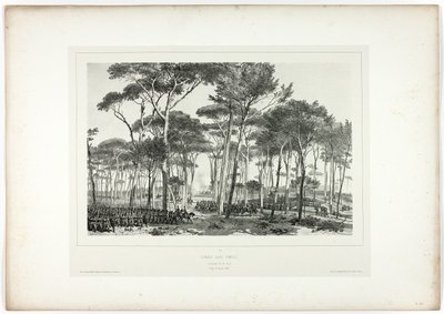 Gevecht in Pamfili, uit Souvenirs d’Italie: Expeditie naar Rome door Denis Auguste Marie Raffet