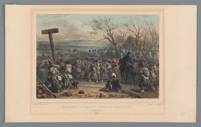 Franse leger rukt op, 1832 door Denis Auguste Marie Raffet