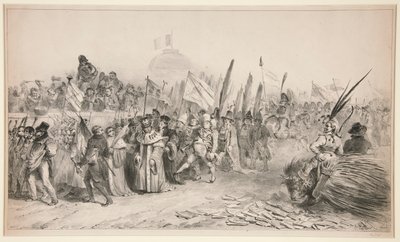 Grote revue gepasseerd door de karikatuur door Denis Auguste Marie Raffet