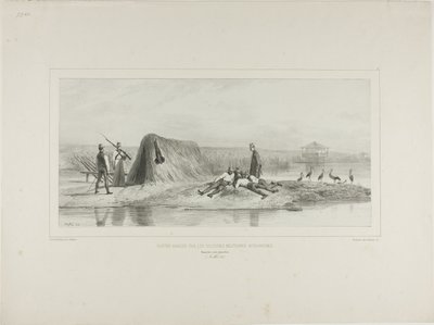 Wachtpost voor de Hongaarse militaire kolonies, linkeroever van de Donau, 7 juli 1837 door Denis Auguste Marie Raffet