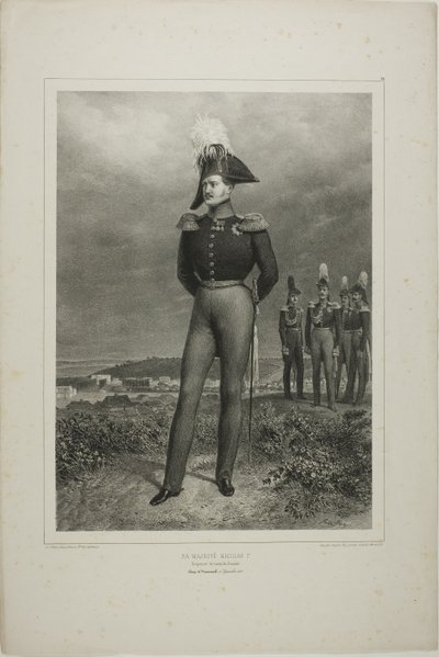Zijne Majesteit Nicolaas I, keizer van heel Rusland, Kamp Vosnessensk, 6 oktober 1837 door Denis Auguste Marie Raffet