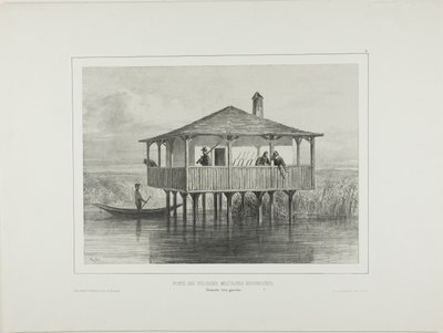 Hongaarse militaire kolonie post, linkeroever van de rivier de Donau door Denis Auguste Marie Raffet