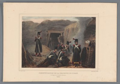 Militairen bij een mijngang, 1832 door Denis Auguste Marie Raffet