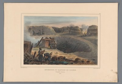 Militairen binnen een bastion, 1832 door Denis Auguste Marie Raffet