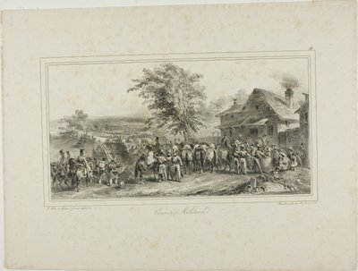 Militair konvooi door Denis Auguste Marie Raffet