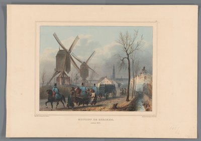 Molens van Berchem, 1832 door Denis Auguste Marie Raffet