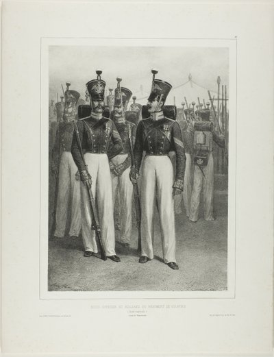 Onderofficier en soldaten van het Volhynie Regiment (Keizerlijke Garde), Kamp Vosnessensk door Denis Auguste Marie Raffet