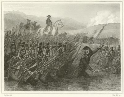 Oversteek van de Tagliamento door Denis Auguste Marie Raffet