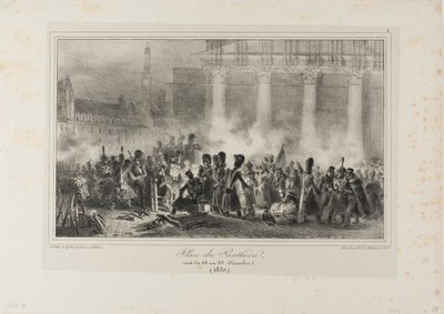 Place du Panthéon, nacht van 22 op 23 december 1830 door Denis Auguste Marie Raffet
