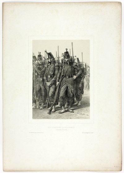 Klaar om te vertrekken naar de Eeuwige Stad, uit Souvenirs d’Italie: Expédition de Rome door Denis Auguste Marie Raffet