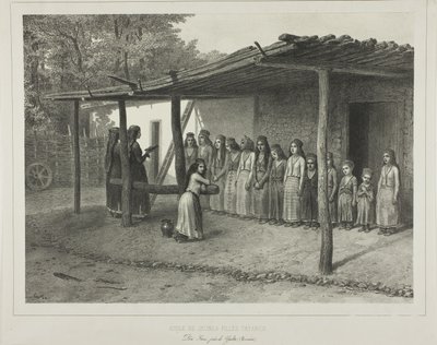 School voor jonge Tartaarse meisjes door Denis Auguste Marie Raffet