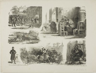Schetsblad door Denis Auguste Marie Raffet