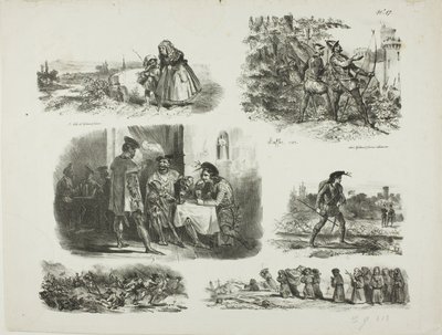 Schetsblad door Denis Auguste Marie Raffet